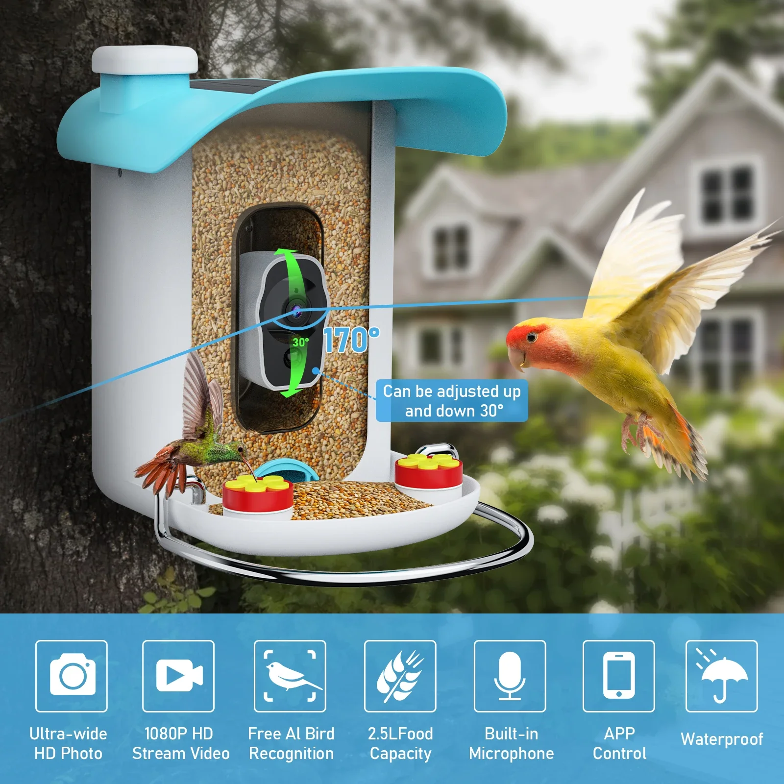 New Farm And Retail 1080 Wifi Remote Control With Bird Feeder Camera With Rain Shield.