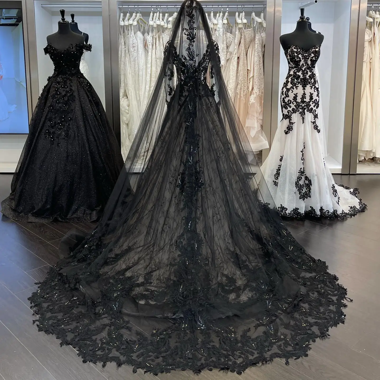 Vintage Pagan Wedding Dresses With Long Sleeve V-neck Full Lace Gothic Princess Religion Black Bridal Dress Vestido de noiva