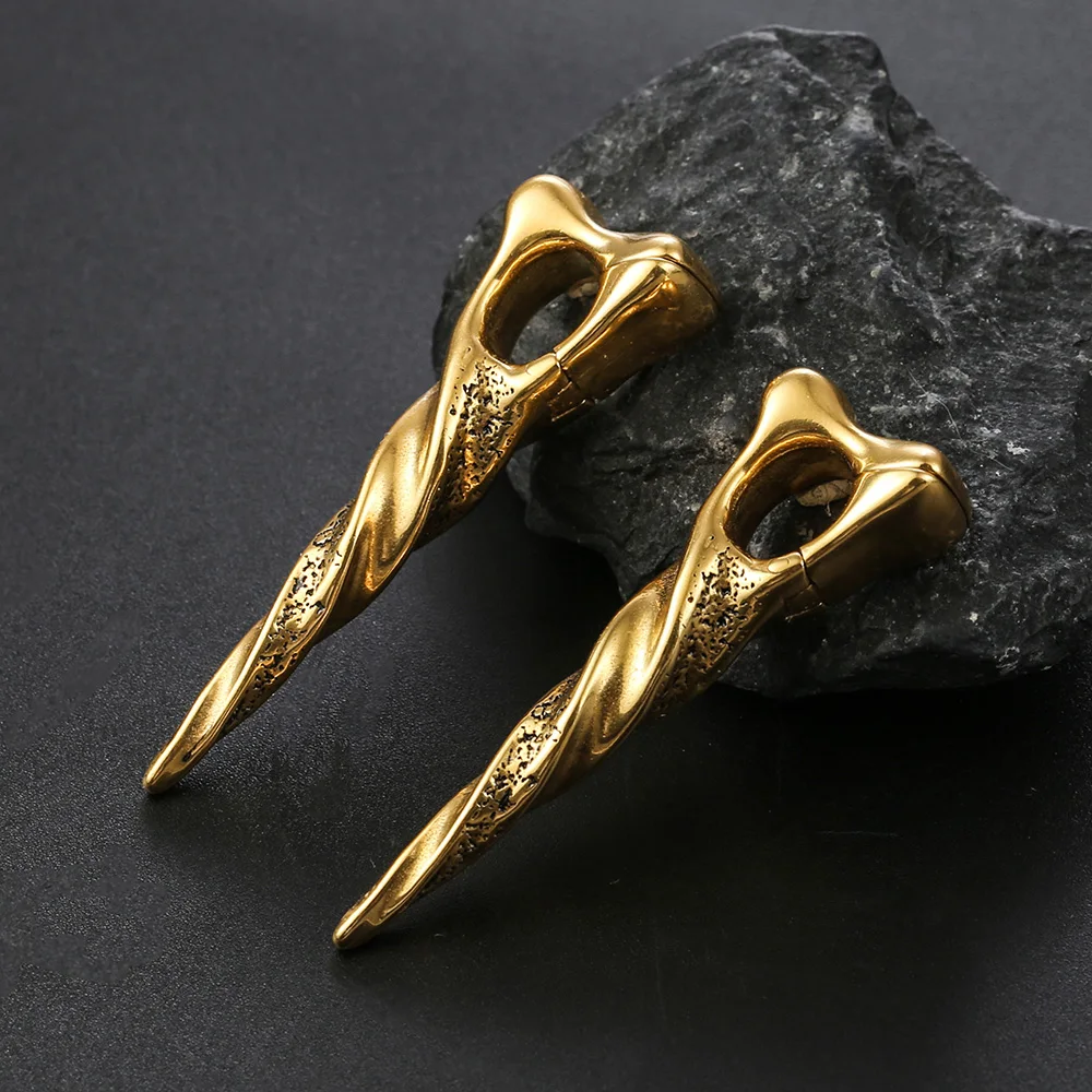 Giga 1/2Pcs 12mm(1/2") Sharp Cone Stainless Steel Ear Weights Hanger Dangle Gauges Earrings for Stretched Piercing Body Jewelry