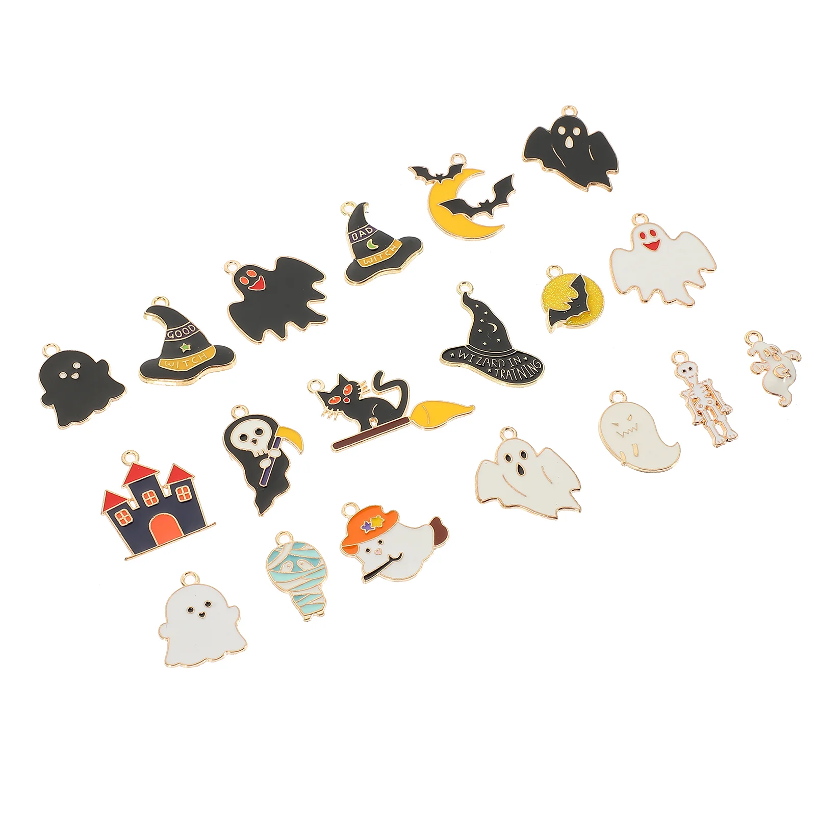 19 Pcs Halloween Pendant Decor Jewelry Accessory Necklace Charm Bracelet DIY Accessories Earrings Alloy Making