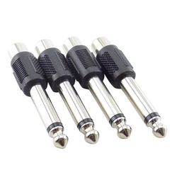 4pcs Set 6.5mm 1/4 inch Stereo Male Plug to RCA Female Adapters
