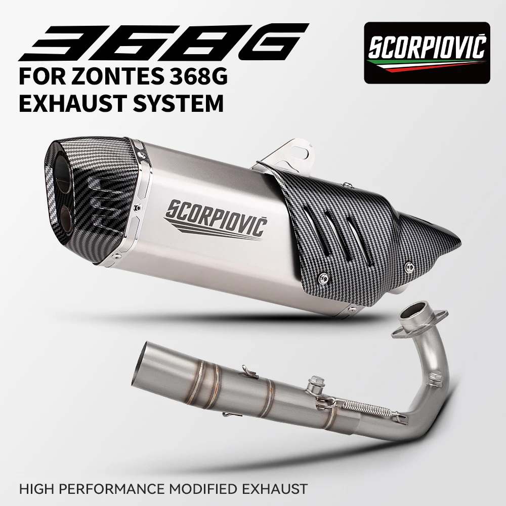 Sistema di Scarico Completo per Scooter ZONTES 368G 368E, Tubo di Collegamento Anteriore e Silenziatore