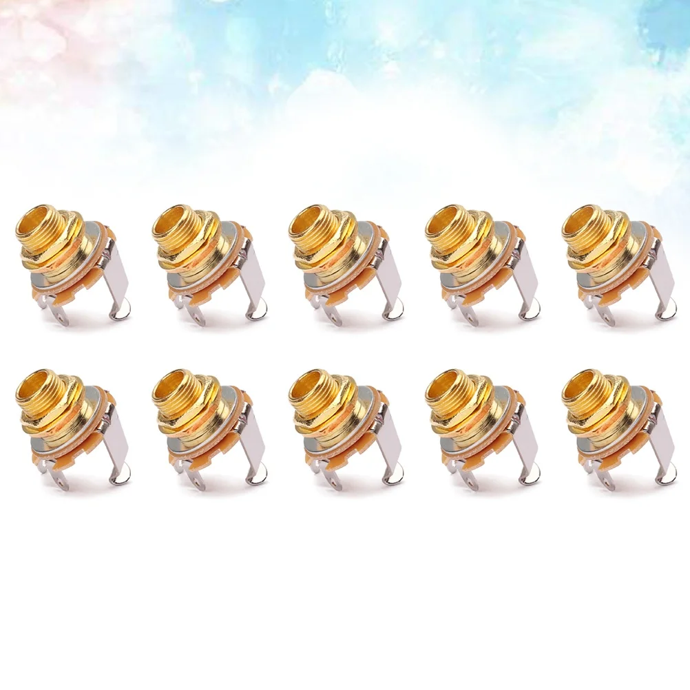 

10 pcs Golden 1/4 Inch 6.35Mm Guitar Output Jack Socket Chrome Nut Glossy Finish For Electric Acoustic Bass Guitar Parts