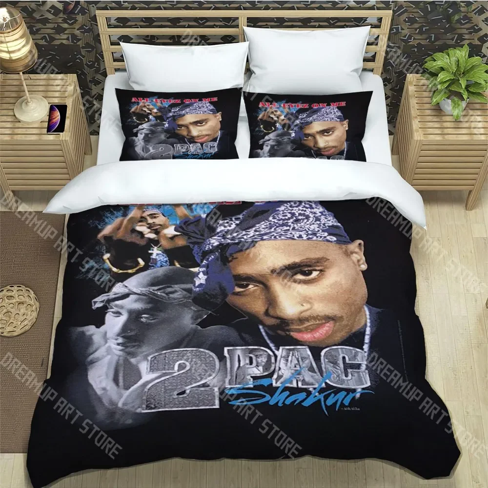 2026 T-Tupac Shakur Fashion Trendy Print Three-piece Set Suitable For Kids Or Adults Quilt Cover Pillowcase Bedding Set Birthday