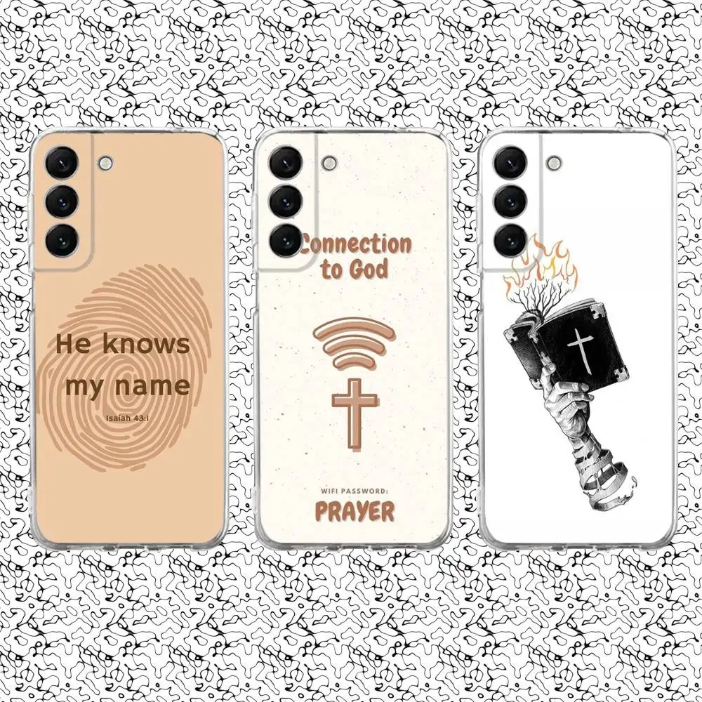 

Bible Verse Jesus Christian Phone Case For Samsung S24,30,21,22,23,20 FE,lite,PIus,Ultra,5G,Note,9,10 Transparent Cover