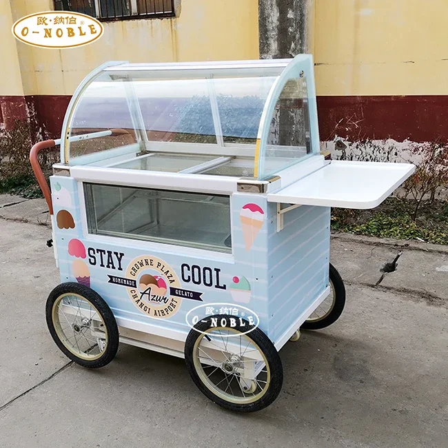 Ice cream trolley freezer refrigerated kiosks ice cream cart/commercial freezer ice cream van