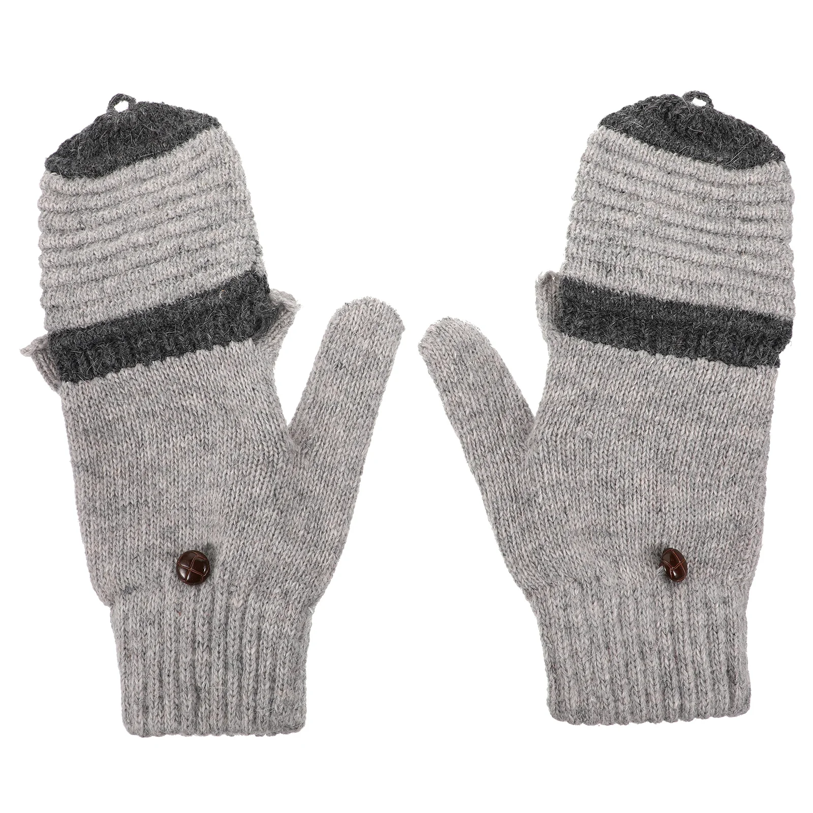 

1Pair Women Gloves Convertible Mittens Winter Warm Half Finger Knitted Clamshell Thermal Hands Warmer Durable Soft