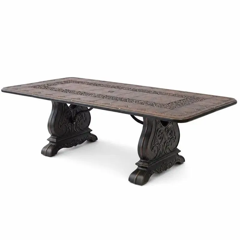 for Durable cast aluminum square dining table, wrought iron legs, European waterproof outdoor furniture, suitable for garden