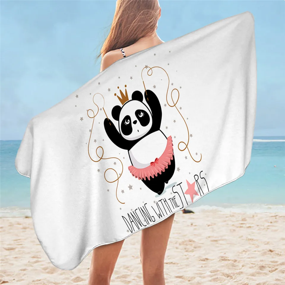 Panda Bath Towel Bathroom Microfiber Cartoon Beach Towel Animal Kids Teen Shower Towel Summer Blanket Toalla