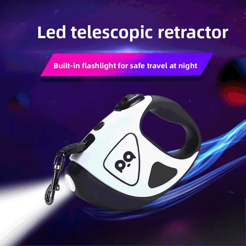 

Retractable Dog Leash with LED Light, Rechargeable Night Walking Leash for Dogs, 360° Anti-Tangle with One-Hand Brake