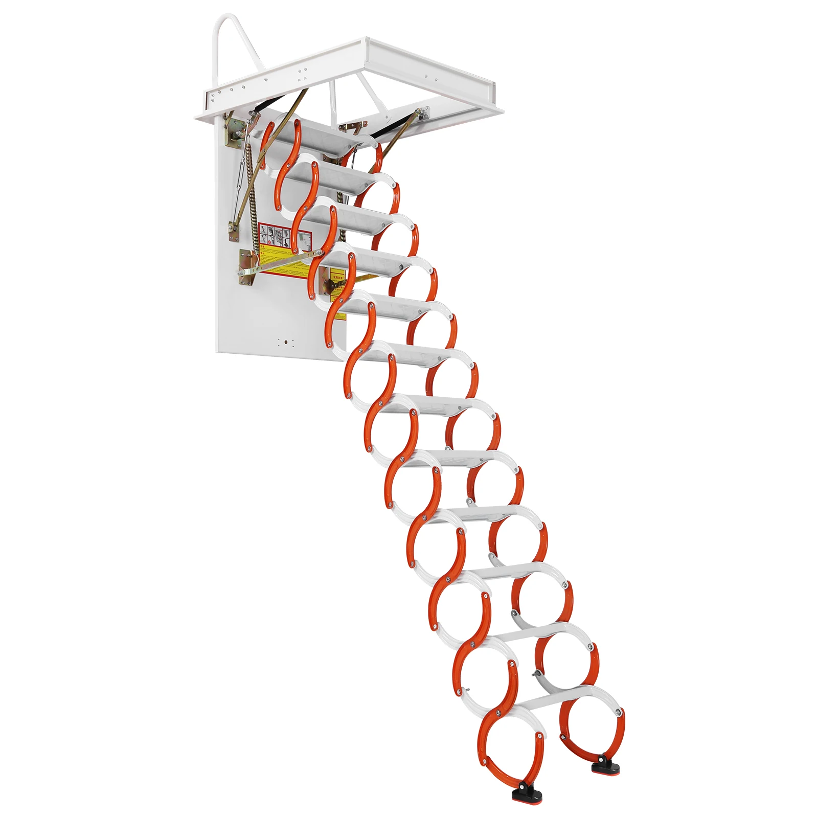 12 خطوة 10.17ft قابل للتعديل الحائط العلية سلم الحمولة 661Lbs الحائط سحب أسفل للطي درج لمتخزون RV