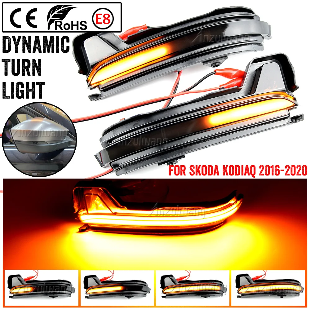 

2Pcs For Skoda Kodiaq 2016- Karoq 2017 2018 2019 2020 2021 Dynamic LED Side Mirror Light Turn Signal Blinker Lamp Arrow Flowing