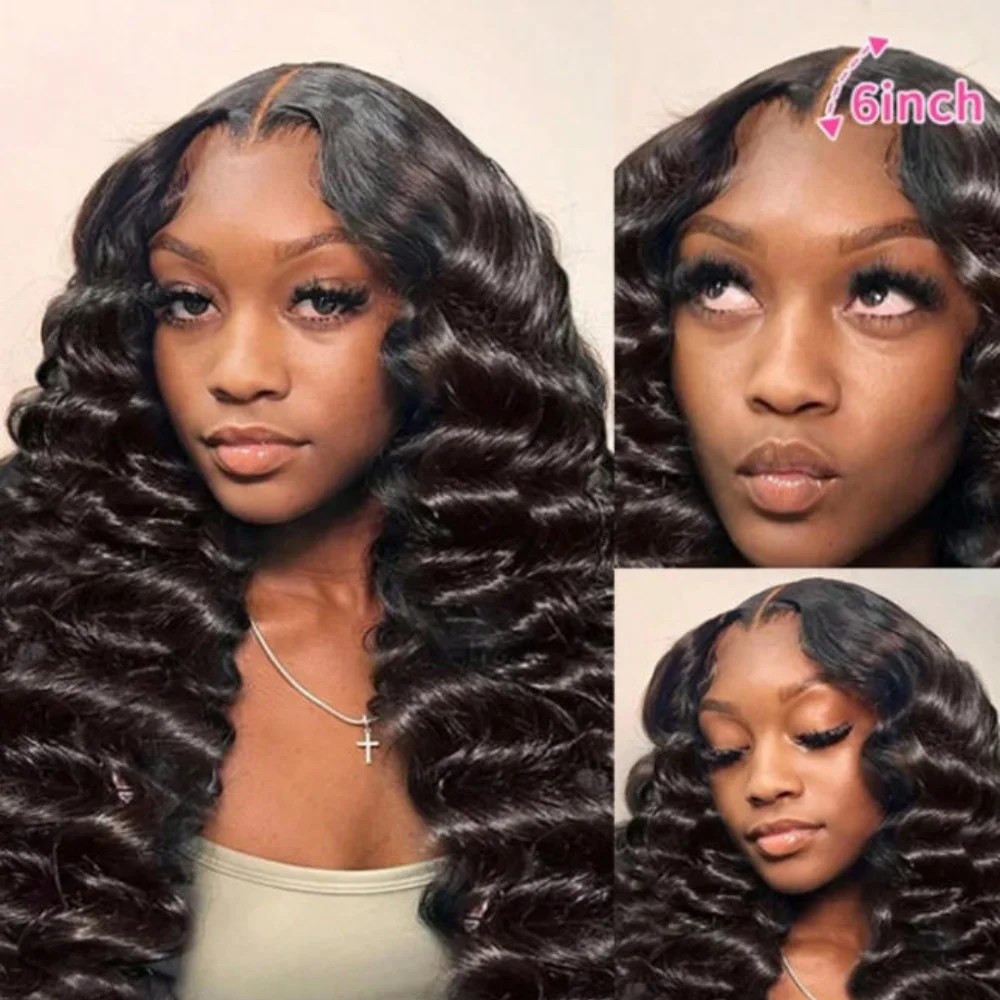 Deep Wave Human Hair Wig 13x4 Lace Front Wig For Women 200% Density Pre-Plucked With Baby Hair Transparent Lace Wig 22 Inch image 4