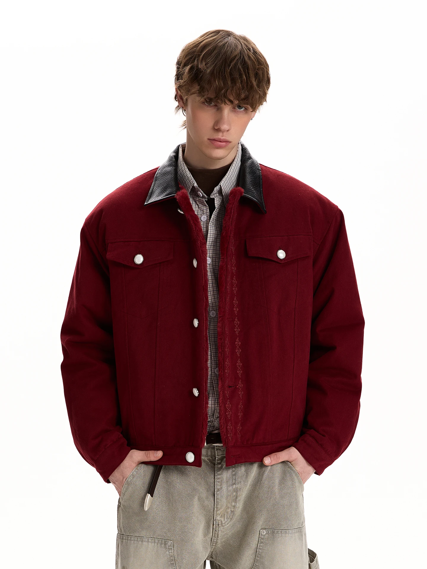 

Куртка PUEE Premium Retro Embroidered Design ort Thi Warm Work Jaet Mountain Eagle Coat Youth Trendy Cotton Long Sve Jaet