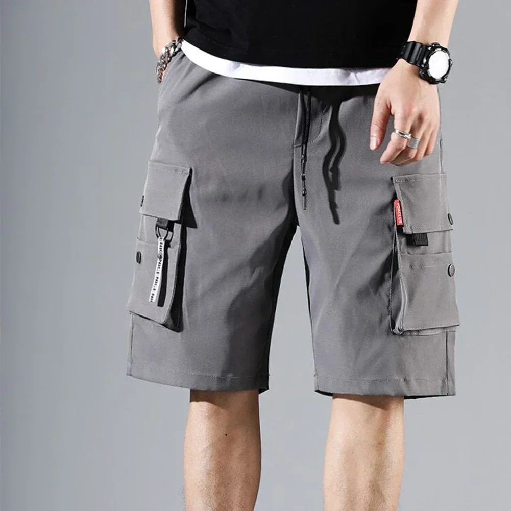 

Повседневные шорты, летняя верхняя одежда 205, L, XL, свободные комбинезоны с несколькими карманами, легкий эластичный однотонный узор, подходит для лета