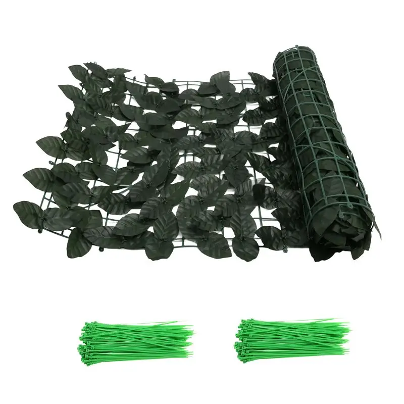 AT02-Fence Wall Decoration Artificial Green Leaves Can Stretch Privacy Fence Screen Plant Leaves, Suitable For Home, Garden