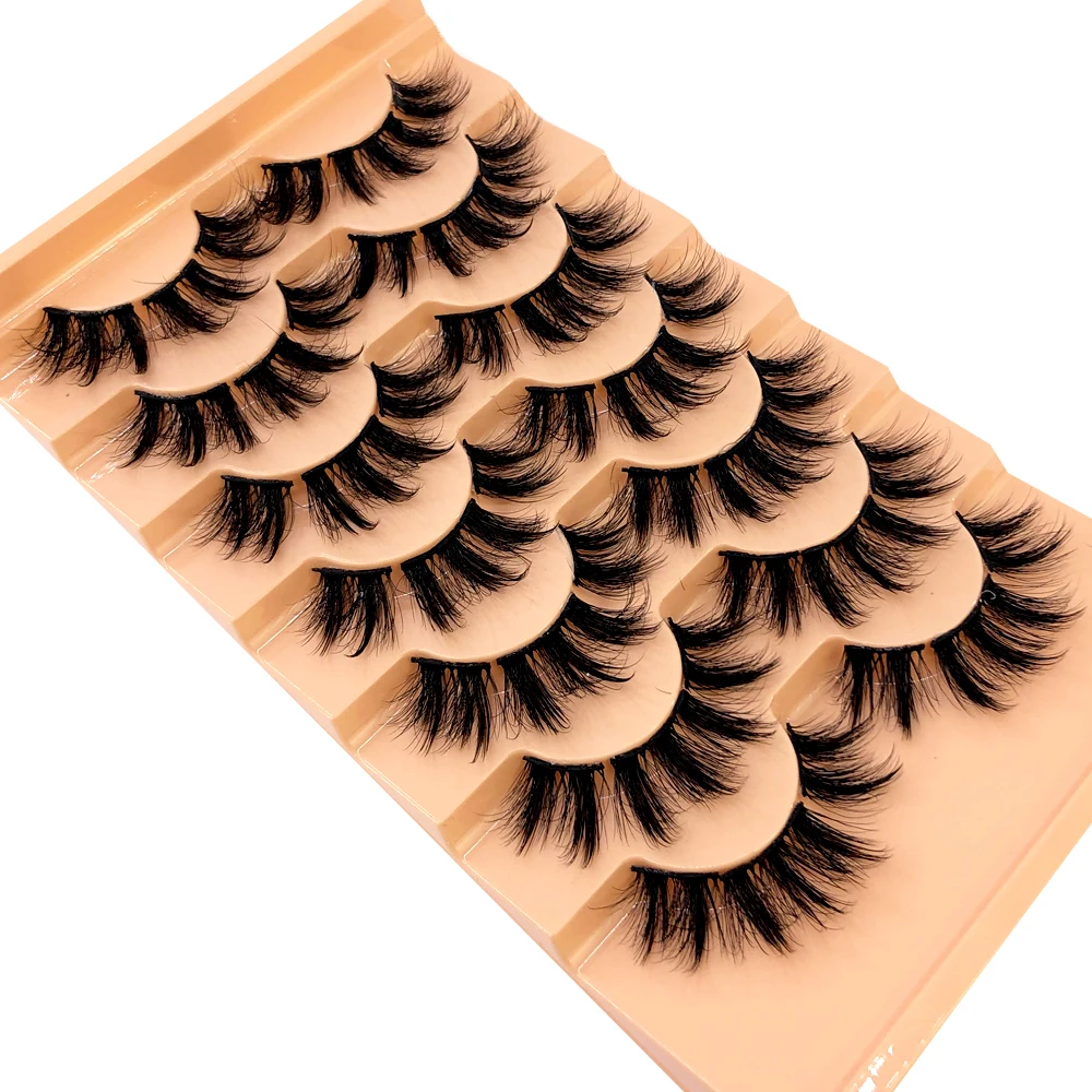 7 pares de pestañas postizas naturales segmentadas, maquillaje largo y fino, pestañas de visón 3d, extensiones de pestañas de visón