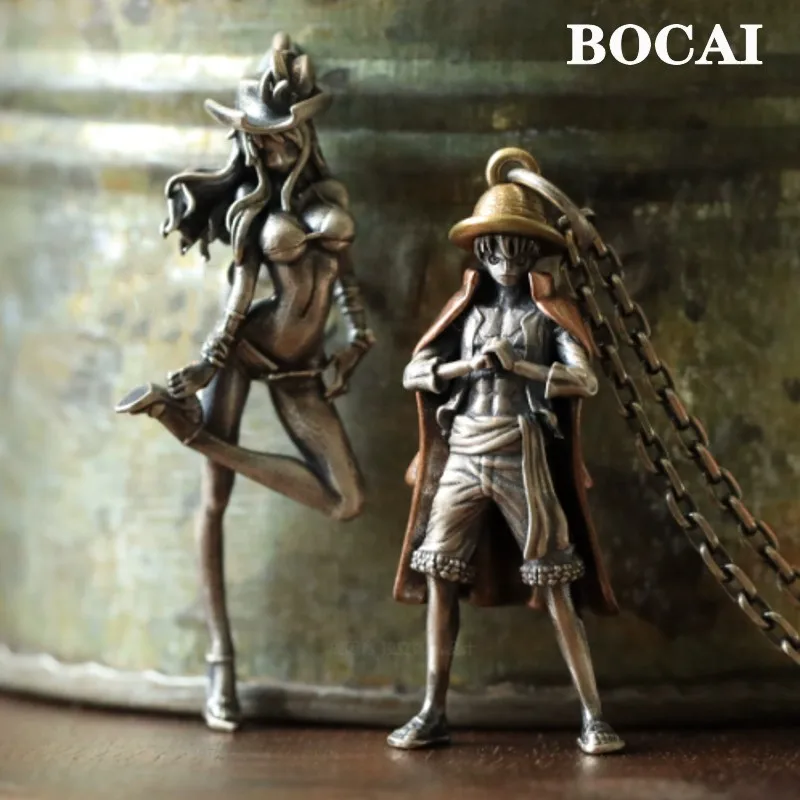 BOCAI New Original Anime Characters Fashionable S925 Silver Jewelry Luffy&Nami Pendants for Men and Women Free Shipping