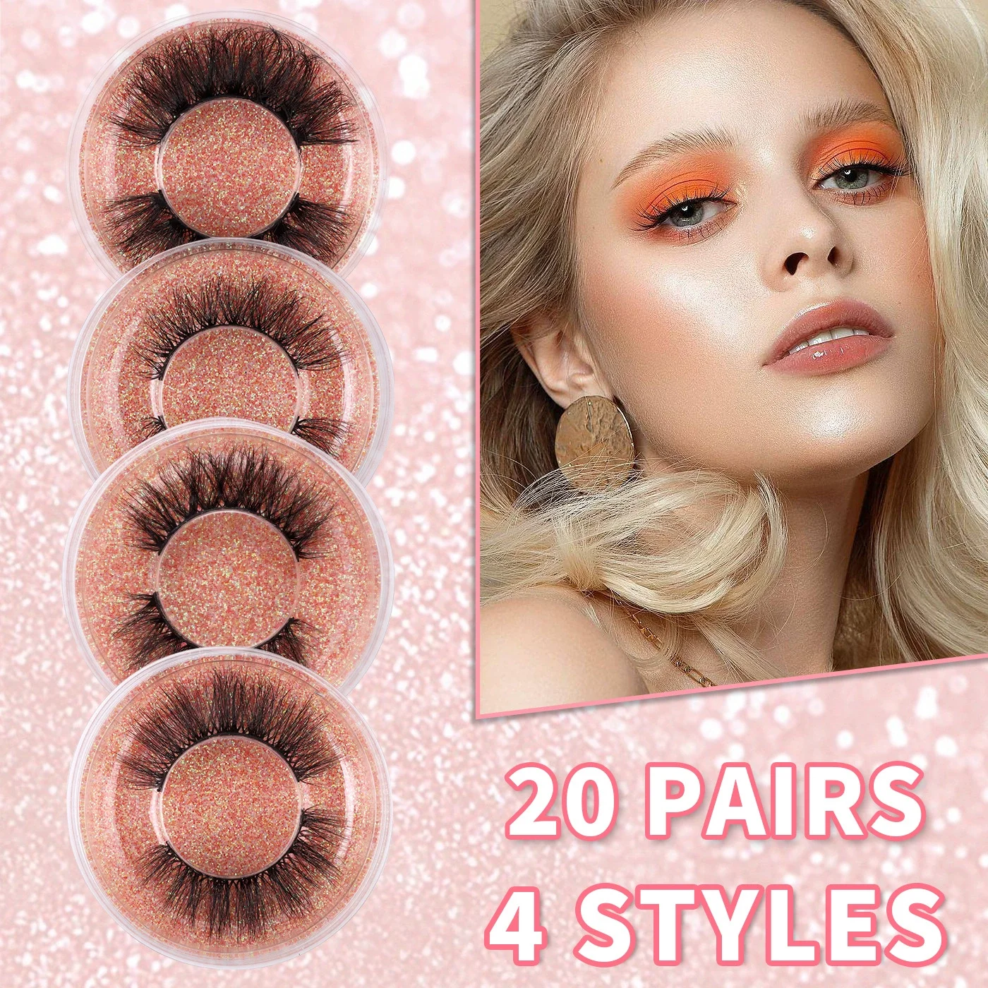 Hot Selling 20 Pairs Of Explosive False Eyelashes With D-curve Naturally Curled And Curled Eyelashes Paired With Hair