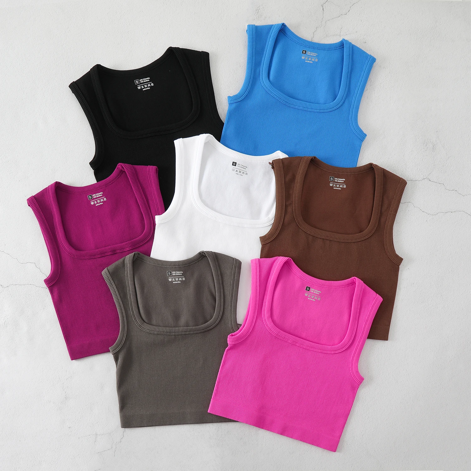 INLUMINE Quick Dry Running Sports Underwear Seamless Knitted Square Neck Ribbed Fitness Vest Women's Fashion Sexy Gym Yoga Top