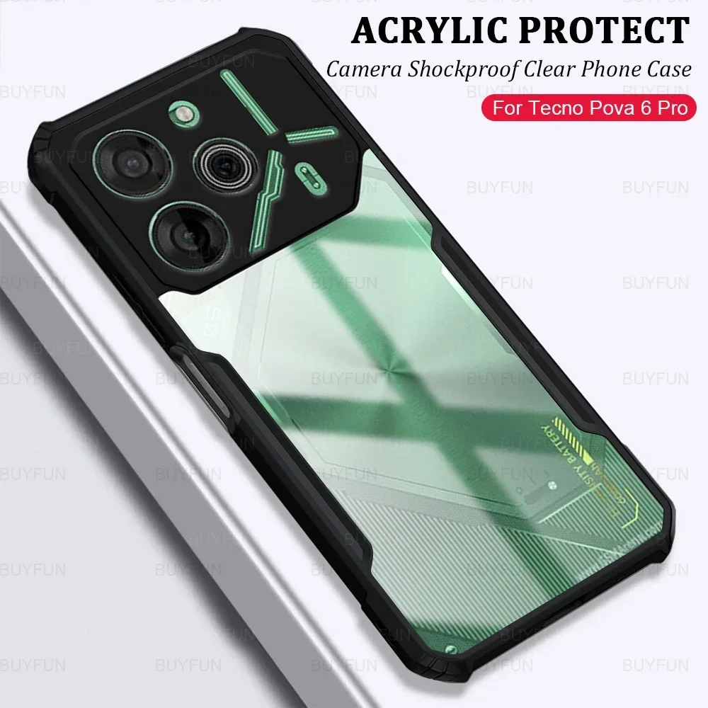 For Tecno Pova 6 Pro Acrylic Phone Case Pova6 6Pro Pova6Pro Shockproof Protective Shell TecnoPova6pro TecnoPova6 Back Cover