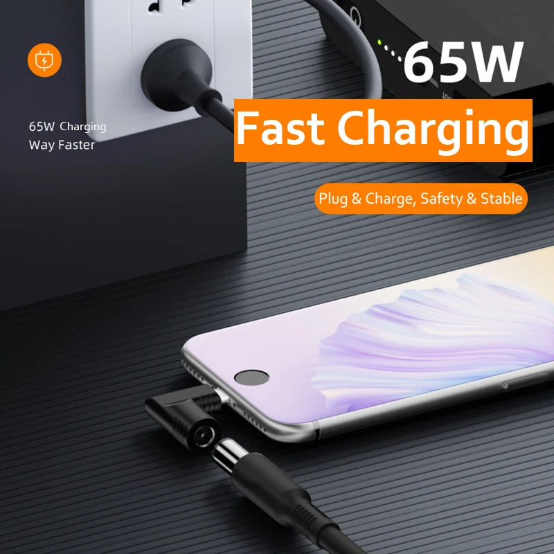 RGEEK 65W DC USB Type C Female To DC Male Adapter For Lenovo Thinkpad USB-C Fast Charging Cable Converter Square PD Plug