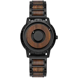 Original Brand EUTOUR Watch for Men Wood Magnetic Ball Watches Quartz Wristwatch Special Gifts for Men Wooden Strap Male Clock