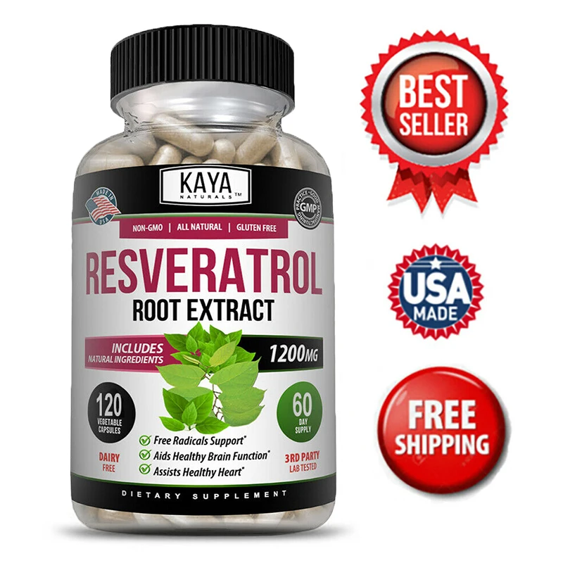 Resveratrol Supplement 1200mg - Powerful Antioxidant for Immune Support - Supports Healthy Cells and Heart Health, Non-GMO