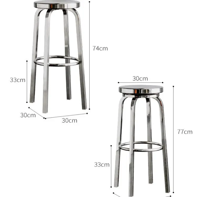 Industrial wind stainless steel rotatable bar stool round  304 stainless steel high stool bar chair