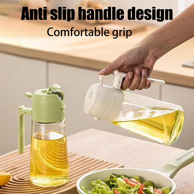 2in1 470ml Glass Spray Oil Sprayer Bottle Spray Oil Dispenser Oil Jar Cruet BBQ Kitchen Baking Roasting Picnic Kitchen Tool