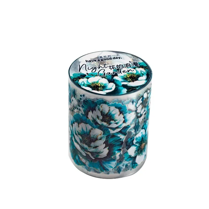 1Roll Tape  Phantom Night Garden Series 6 Styles Shell-Shimmer Flowers for Journal DIY Decor Reusable