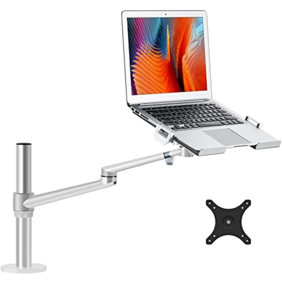 Laptop/Notebook/Projector Mount Stand for Office Use Aluminum Alloy Silver Height Adjustable Single Arm with VESA 75x75 100x100