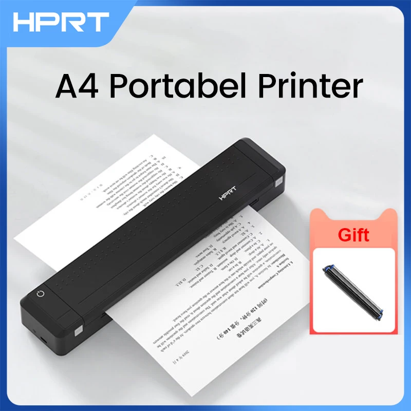 HPRT MT800 Black Words Portable Mini A4 Paper Printer with Bluetooth USB Connection Mobile Phone Computer App Office Meeting