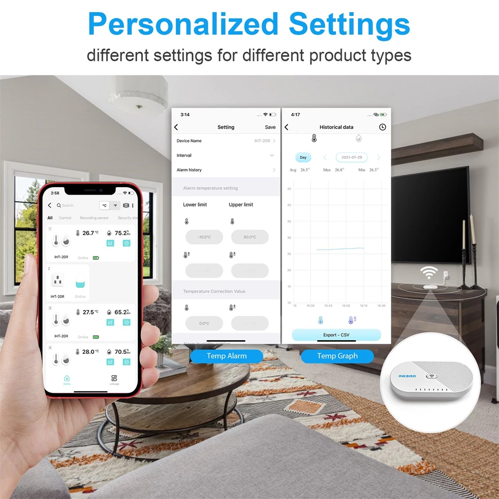 INKBIRD IBS-M1 WI-FI Gateway Works with Inkbird devices (IBS-TH1& Mini & Plus, IBS-P01B, ITH-20R-O, IBS-P01R-O) max 4 equipment