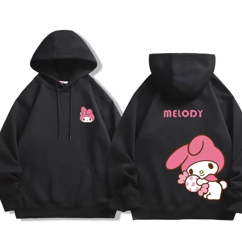 Spring and Autumn Sanrio Couple Sweatshirt Men's and Women's Kuromi Melody Cartoon Anime Hooded Dress Fashion Y2k Clothes