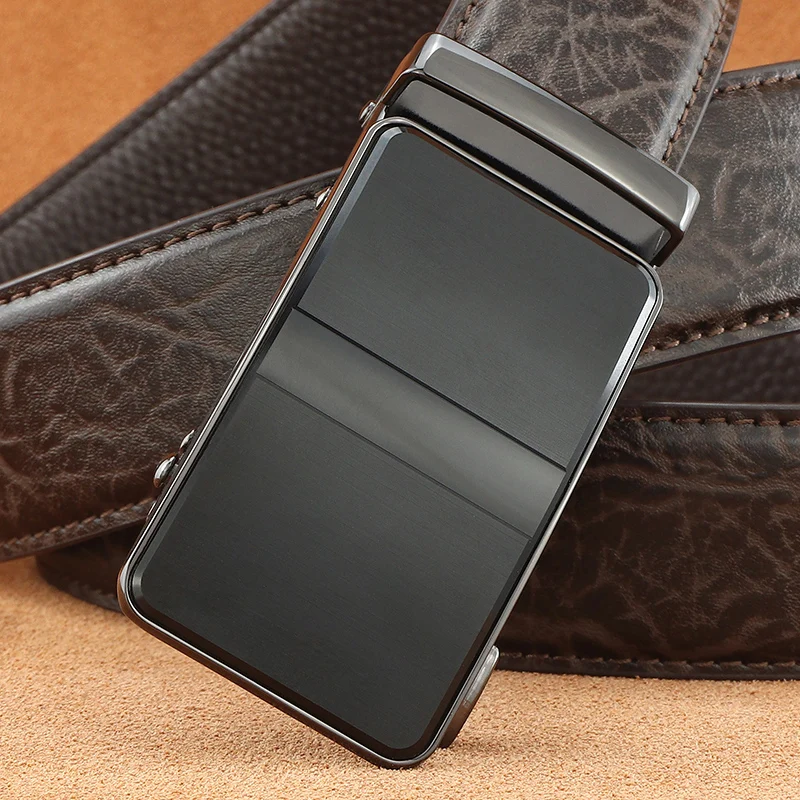 Business black Automatic Buckle belts men luxury formal designers full grain leather casual young men ceinture homme