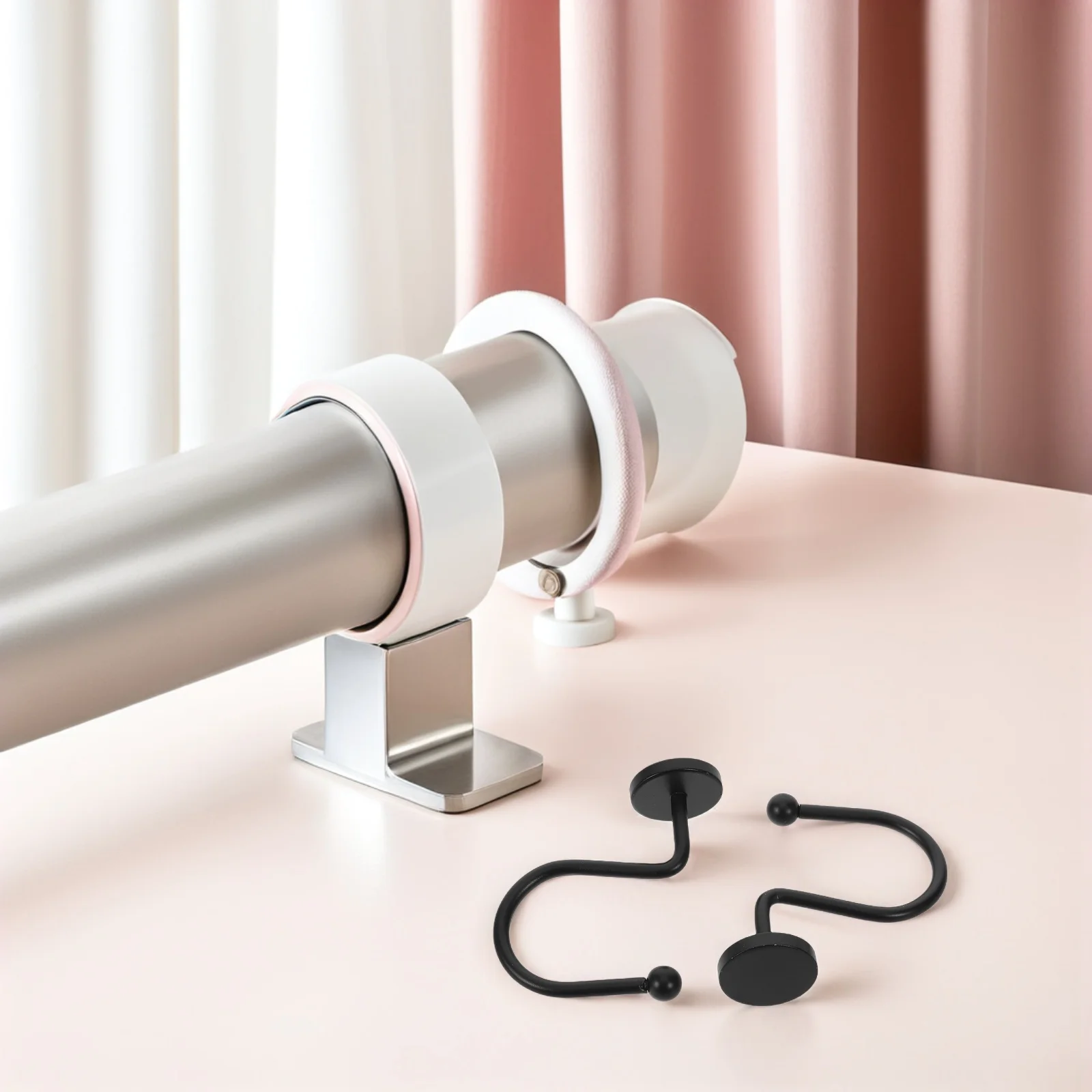 

24Pcs Black Shower Curtain Hooks Metal Rings Round Smooth Glide Bathroom Curtain Hooks Heavy Duty Decorative Shower Rings