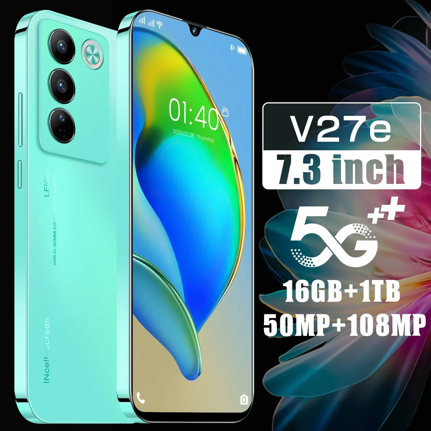 Nuevo V27e Smartphone 7,3 pulgadas 2 + 16G cámara HD Android 5G teléfonos portátiles teléfonos móviles Smartphone barato Celulares Gamer