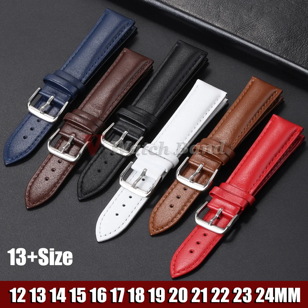12 13 14 15 16 17 18 19 20 21 22 23 24mm Uhrenarmband für DW für Omega für Rolex Herren Damen Handgelenk-Armband Weiches Leder-Uhrenband