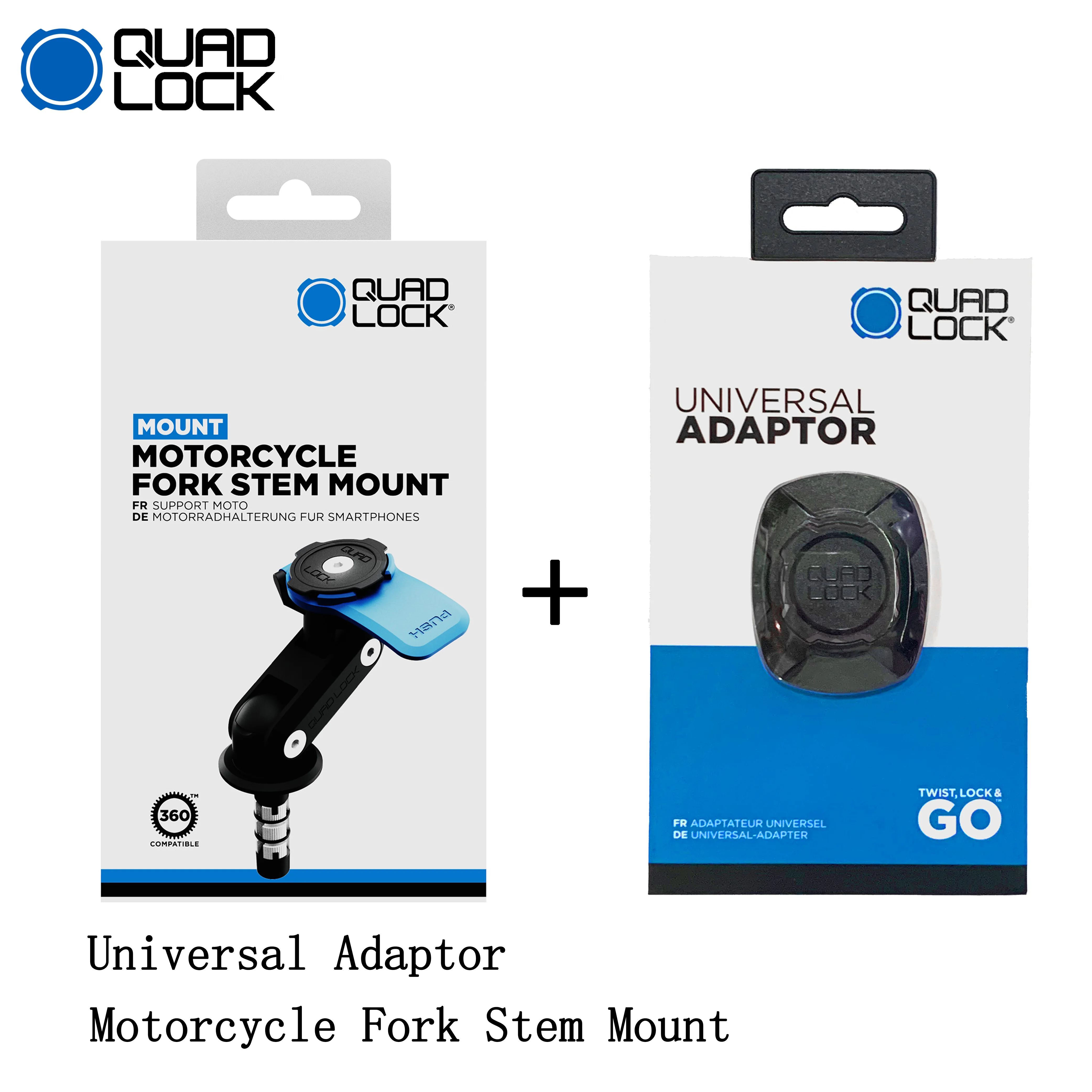 

Quad Lock Phone Mount-Motorcycle Fork Stem Mount+Universal Adaptor