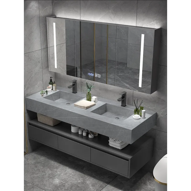 

Rock slab bathroom cabinet, integrated basin washbasin, bathroom washbasin cabinet combination