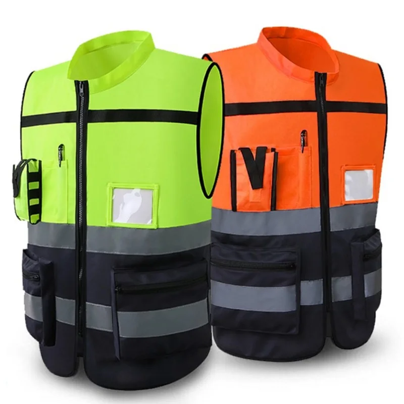 Unisex High-Visibility Reflective Safety Vest Durable Polyester Secure Flap Pocket Perfect for Night Running Cycling Sports