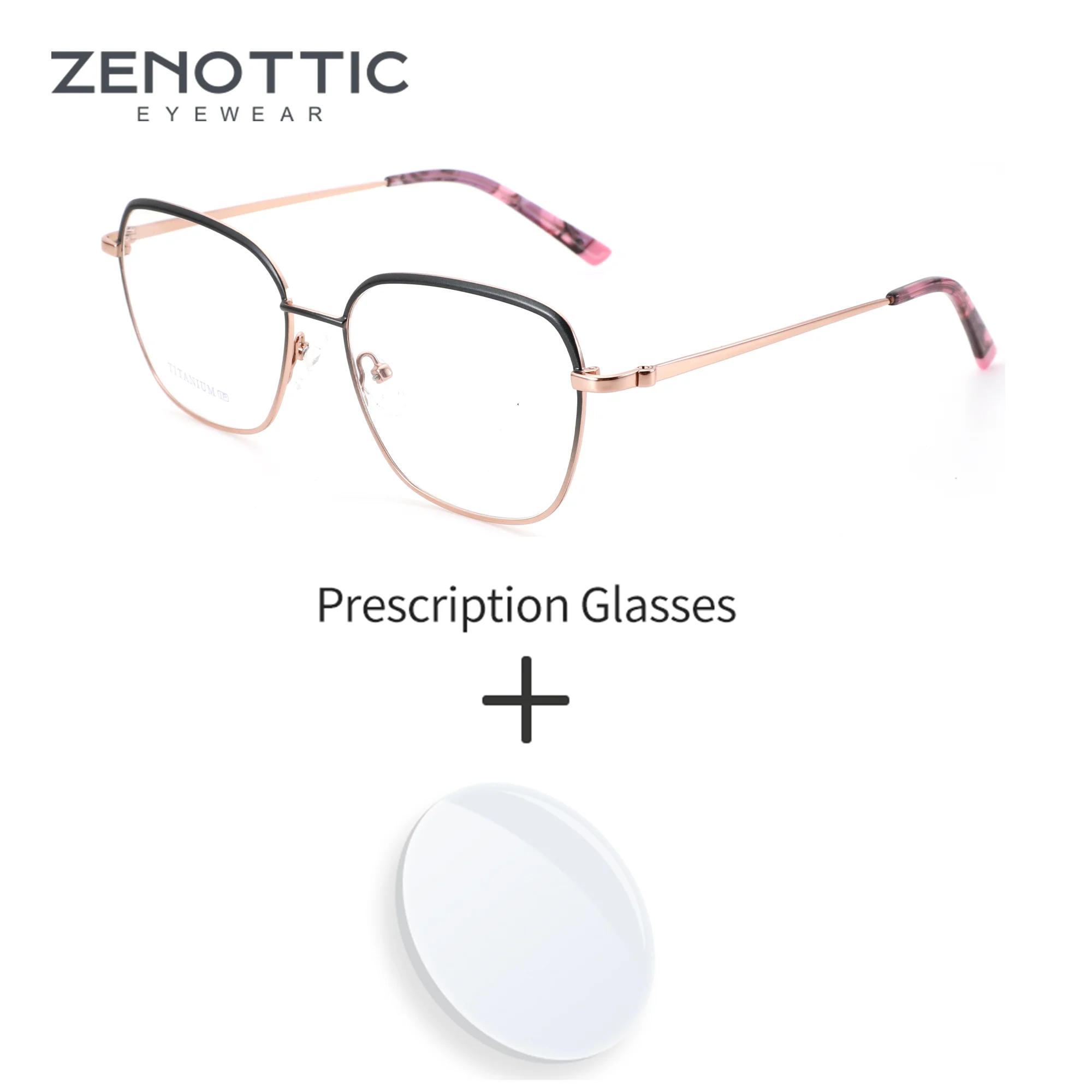 

ZENOTTIC XL размер женские очки из чистого титана по рецепту модные квадратные антисиний свет прогрессивные/фотохромные оптические очки