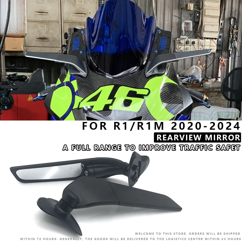 

MTKRACING For YAMAHA R1/R1M 2020-2024 Rearview Mirrors Wind Wing Adjustable Rotating Side Mirror Winglet
