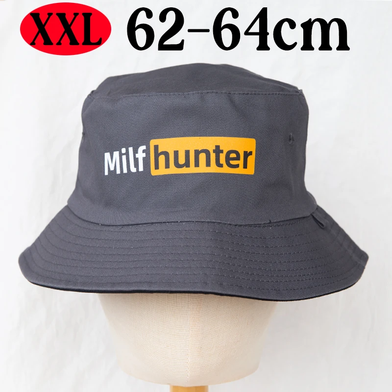 XXL Extra Large Bucket Hat 62-64cm Big Head Size Cotton Panama Cap Men Vintage Funny Letter Print Outdoor Sun Summer Streetwear