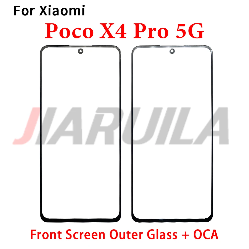 Verre extérieur d'écran avant avec OCA pour Xiaomi Poco X6 Pro F3 F4 GT C40 F5 Pro M3 M4 X3 F3 Pro X4, pièces de réparation d'objectif externe LCD