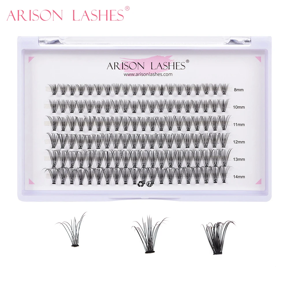 ARISON 20D/30D 3/6 Rows Individual Eyelashes Heat Bonded Cluster Lashes Premade Volume Fan Eyelash Extension Cilia Eye Lashes