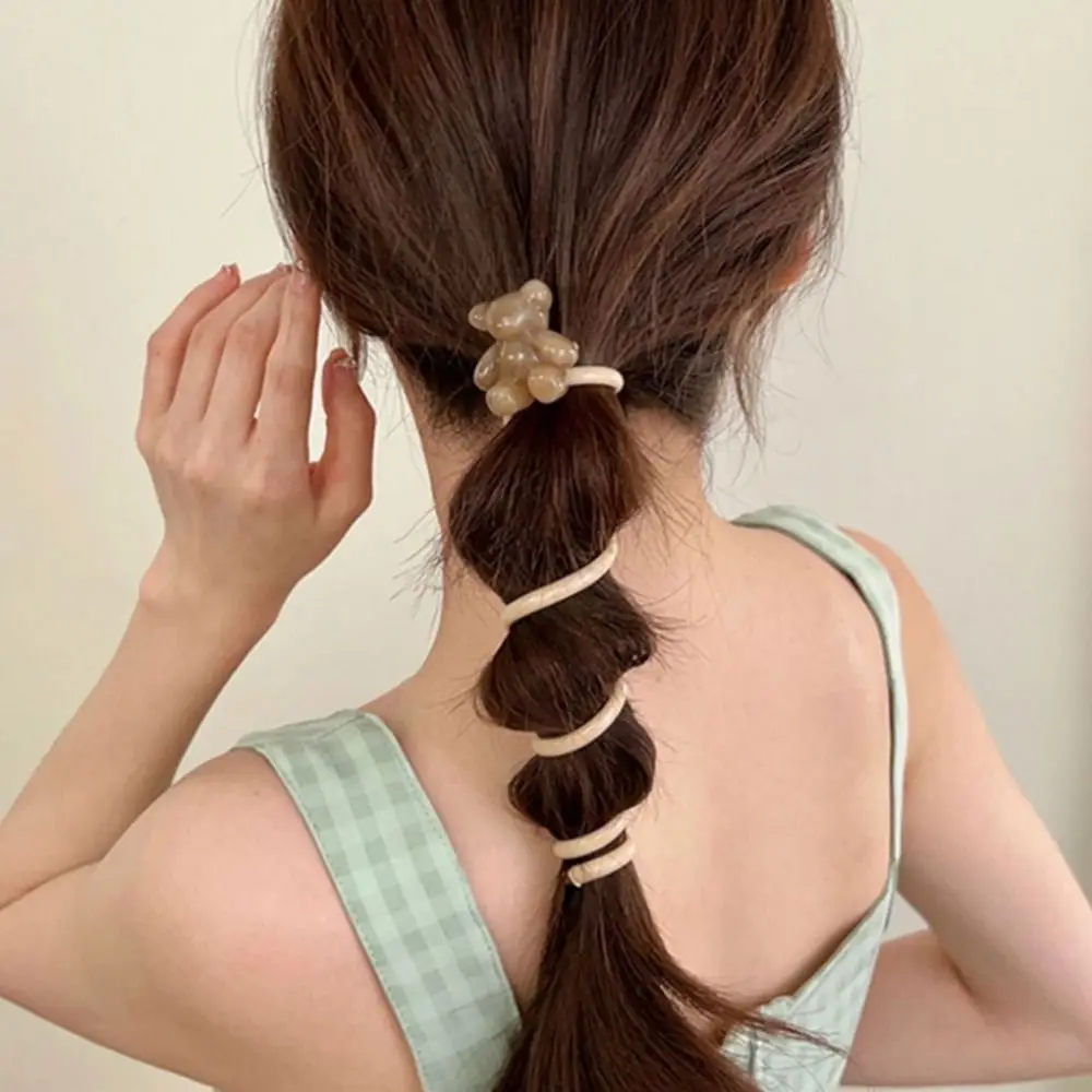 High Quality Cute Hair Ring Ponytail Little Bear Hair Rope Bubble Braids Head Ornament Telephone Cord Hair Ring For Girl