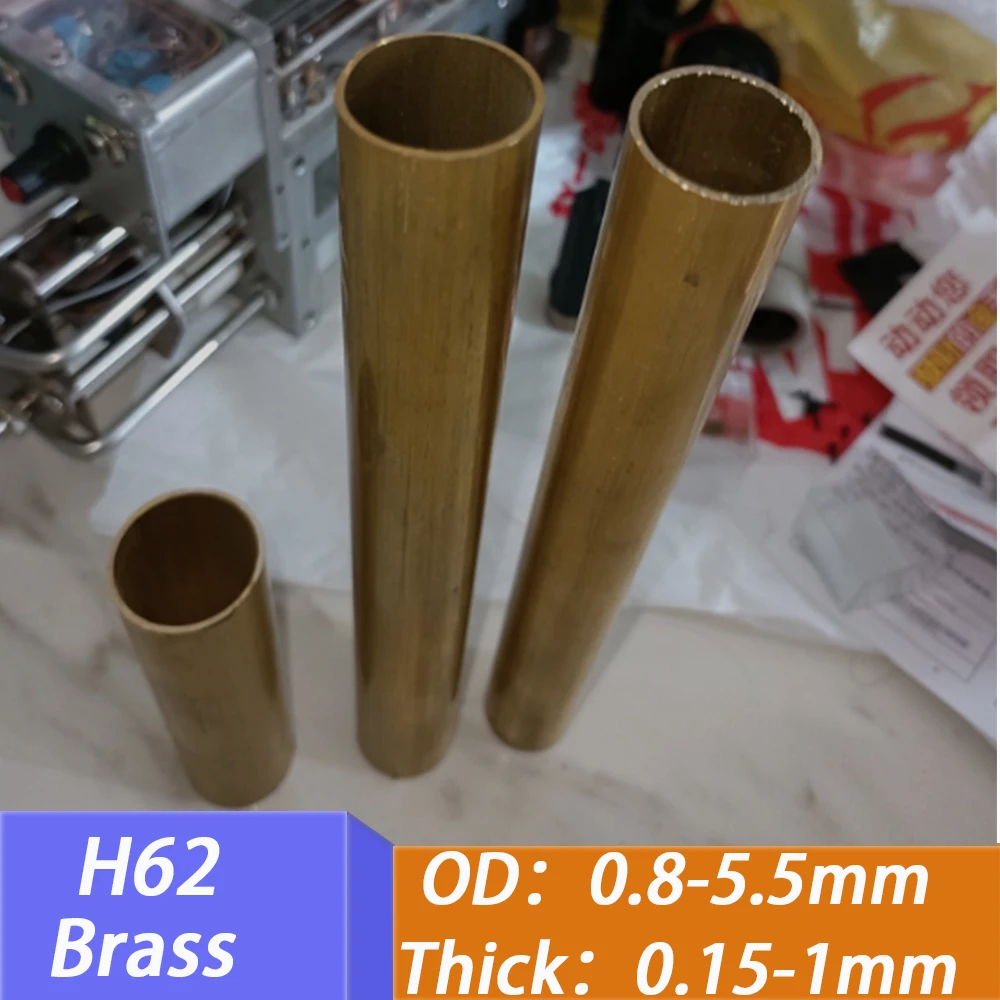 1pcs H62 Brass Tube OD 0.8mm 0.9mm 1mm ~5.5mm Wall Thickness 0.15 0.15-1mm Hard Straight Precision Capillary Hollow Brass Pipe