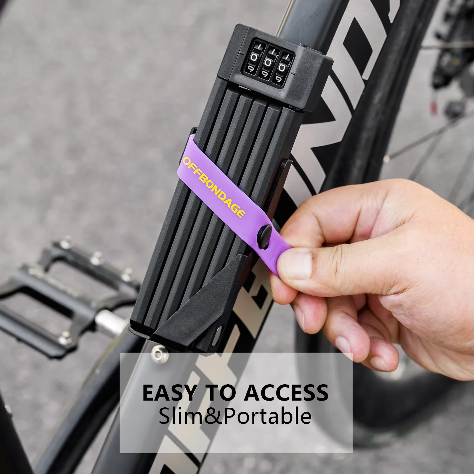 Candado de Combinación para Bicicleta OFFBONDAGE, Candado Plegable Antirrobo Seguro con Contraseña, Práctico para Motocicletas y Bicicletas Eléctricas